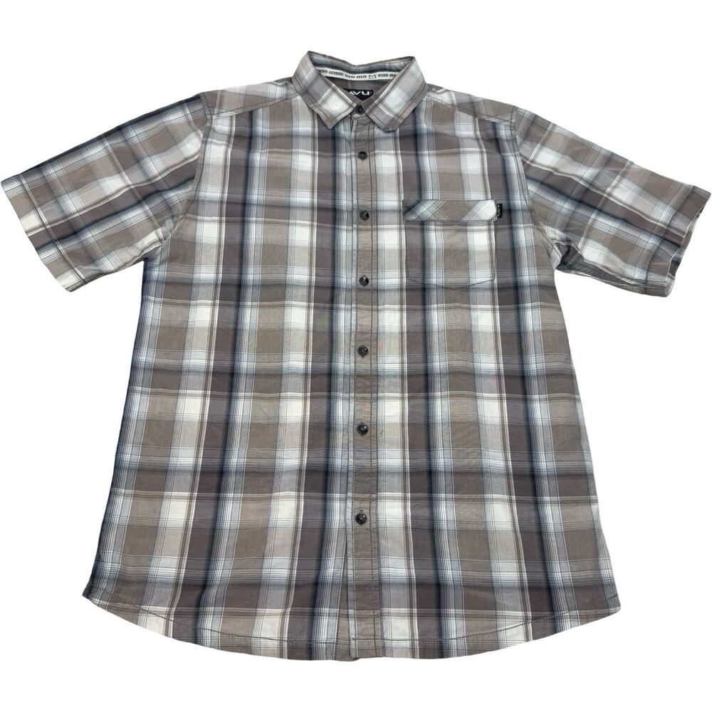 KAVU Shirt Men’s S Multicolor Plaid Short Sleeve Button Up Lightweight Outdoor